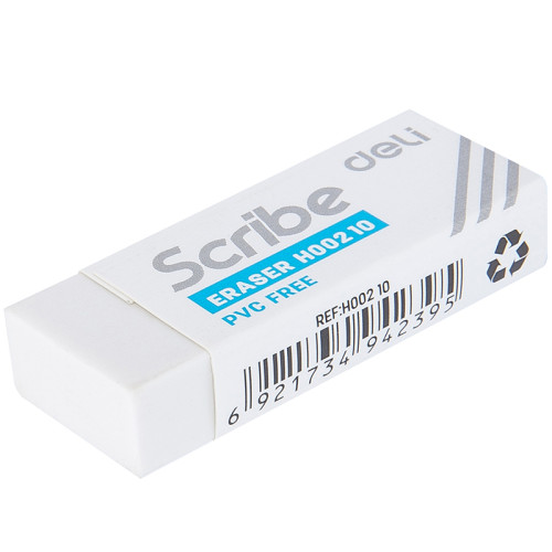 Ластик DELI "Scribe", прямоугольный, белый (54х20х10 мм)
