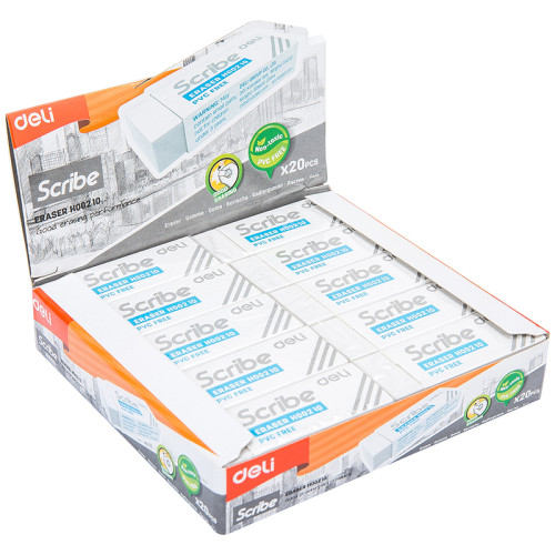 Ластик DELI "Scribe", прямоугольный, белый (54х20х10 мм)