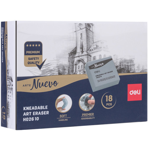 Ластик-клячка DELI "Nuevo", квадратный, серый (42х42х12 мм)