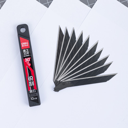 Лезвия запасные DELI для канцелярских ножей, черное 30°, 9 мм (10 шт/упак)