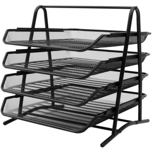 Лоток горизонтальный BASY на 4 отделения, металлический черный