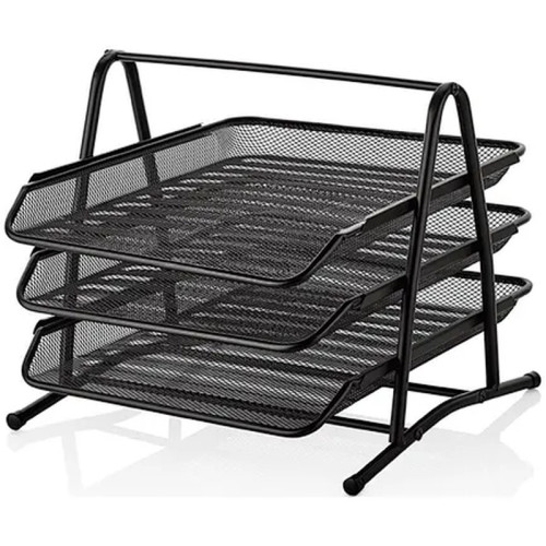 Лоток горизонтальный BASY "JS2001" на 3 отделения, металлический черный