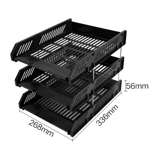Лоток горизонтальный DELI, 3-х рядный,  пластик, черный