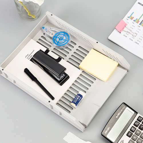 Лоток горизонтальный DELI, 3-х рядный,  пластик, серый