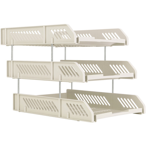 Лоток горизонтальный DELI, 3-х рядный,  пластик, серый