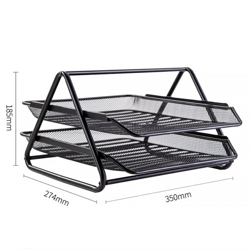 Лоток горизонтальный DELI на 2 отделения, металлический черный