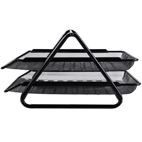 Лоток горизонтальный DELI на 2 отделения, металлический черный