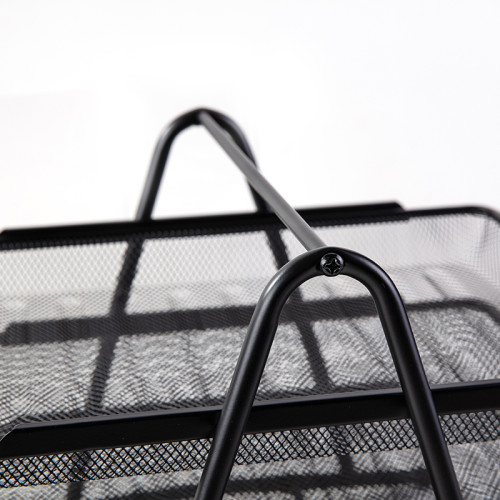 Лоток горизонтальный DELI на 3 отделения, металлический черный