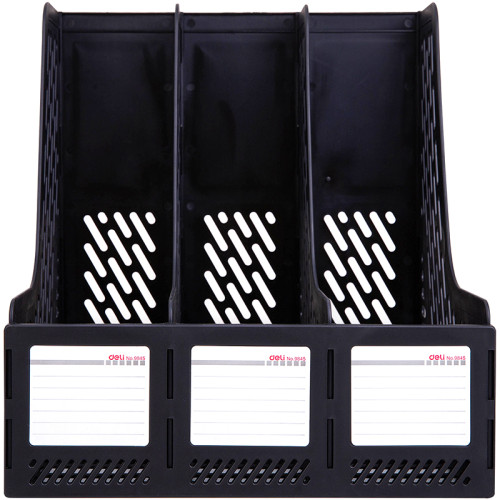 Лоток вертикальный DELI, 3 отделения, чёрный