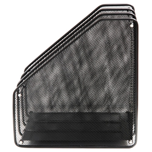 Лоток вертикальный DELI, 3 отделения, металлический, черный