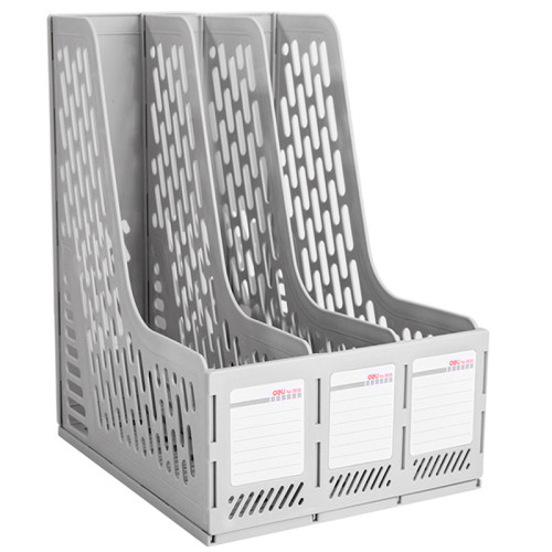 Лоток вертикальный DELI, 3 отделения, серый