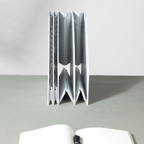 Лоток вертикальный DELI, 3 отделения, складной, серый