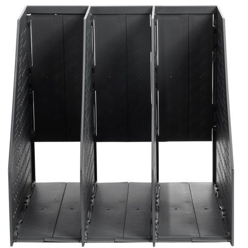 Лоток вертикальный DELI, 3 отделения, складной, темно-серый