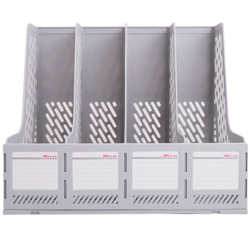 Лоток вертикальный DELI, 4 отделения, серый