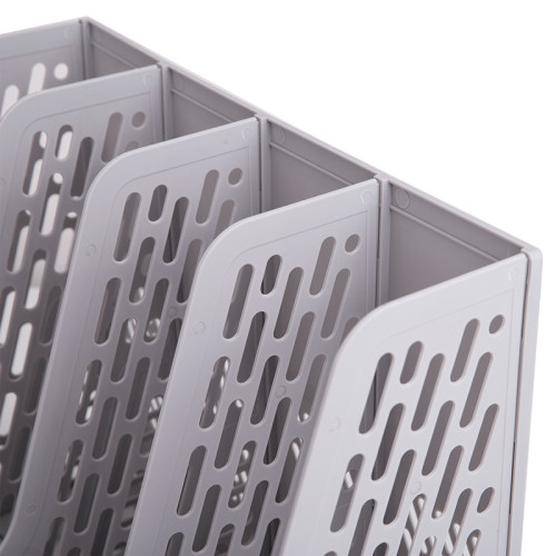 Лоток вертикальный DELI, 4 отделения, серый