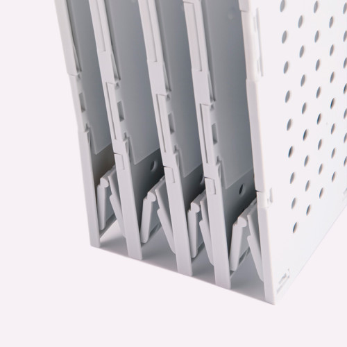 Лоток вертикальный DELI, 4 отделения, складной, серый