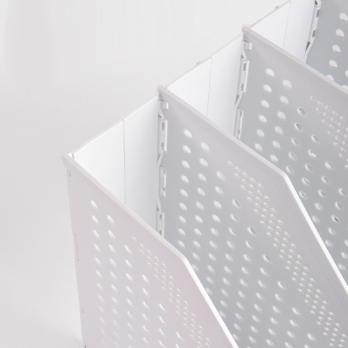 Лоток вертикальный DELI, 4 отделения, складной, серый