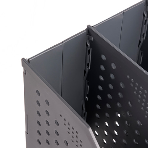 Лоток вертикальный DELI, 4 отделения, складной, темно-серый