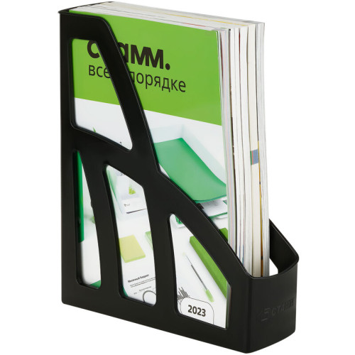 Лоток вертикальный СТАММ "ЛИДЕР", ширина 75 мм., черный