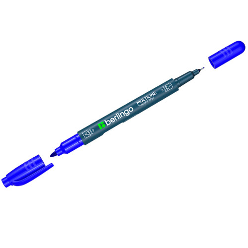 Маркер перманентный BERLINGO "Multiline PE55" двухсторонний, 0,5-1 мм, синий