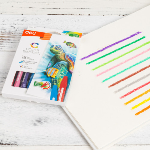 Мелки восковые Deli "Color Emotion", пастельные, масляные, 18 цветов, картон