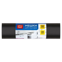 Мешки для мусора OfficeClean, 50х60 см, 30 литров, 20 мкм, особо прочные, 20 шт/рул., черные