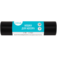 Мешки для мусора "Vega", 80х106 см, 160 литров, 20 мкм, 10 шт/рул., черные