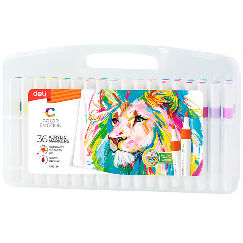 Набор акриловых маркеров Deli "Color Emotion", универсальные, 36 цветов