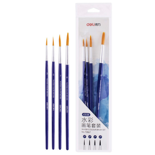 Набор кистей DELI для акварели, нейлон, 4 штуки в уп.,  №3, 5, 7, 9