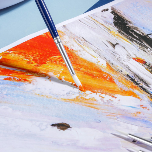 Набор кистей DELI "Finenolo", №3, круглая, березовая ручка 30 см, 6 штуки в уп., синтетика