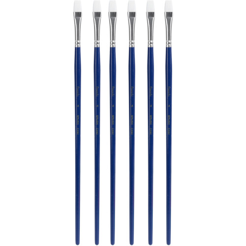 Набор кистей DELI "Finenolo", №4, плоская, березовая ручка 32 см, 6 штуки в уп., синтетика