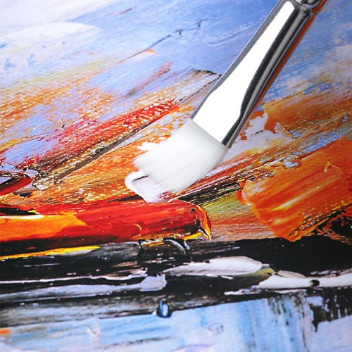 Набор кистей DELI "Finenolo", №8, плоская, березовая ручка 32 см, 6 штуки в уп., синтетика