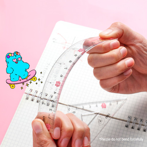 Набор линеек Deli "PupuBaby" (треугольник .2 шт, линейка 15 см,транспортир), прозрачный