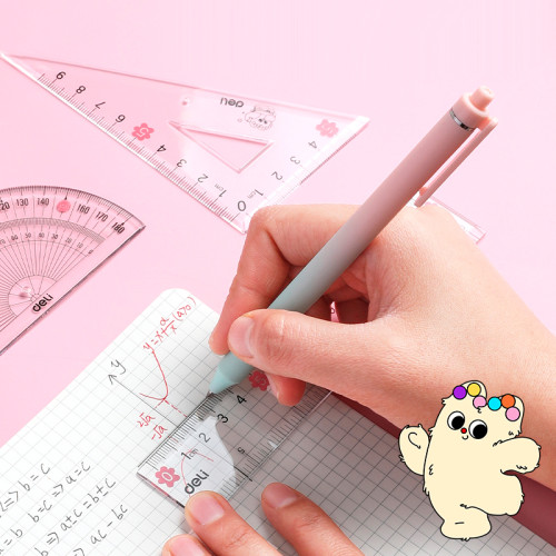 Набор линеек Deli "PupuBaby" (треугольник .2 шт, линейка 15 см,транспортир), прозрачный