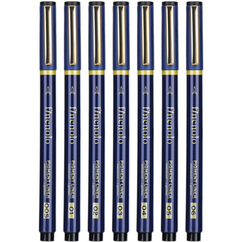 Набор линеров DELI "Finenolo", 0.2 мм - 0.5 мм, 7 штук в упаковке, черный