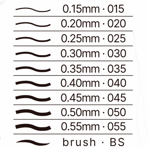 Набор линеров Dmast, 0,15 мм - 0.55 мм, кисть BS, 10 штук в упаковке, черный