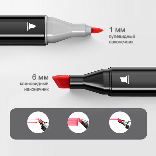 Набор маркеров для скетчинга DELI, двухсторонний 1/6 мм, 40 цветов