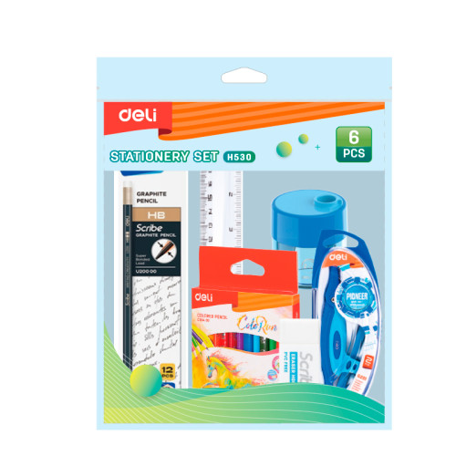 Набор школьных принадлежностей DELI, 6 предметов, европодвес
