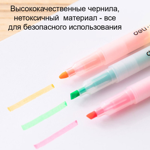 Набор текстовыделителей DELI "Think" 1-3 мм, 4 цвета, 6 штук