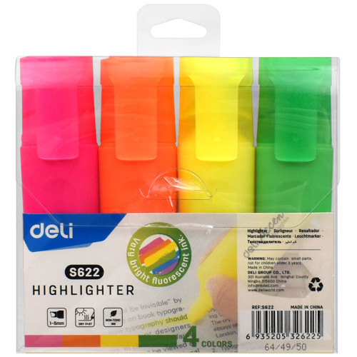 Набор текстовыделителей DELI S622 1-5 мм, 4 цвета Набор текстовыделителей DELI S622 1-5 мм, 4 цвета