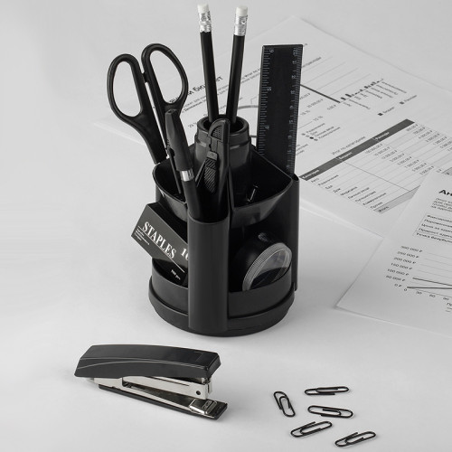 Настольный набор OfficeSpace "Минидеск", 11 предметов, вращающийся черный