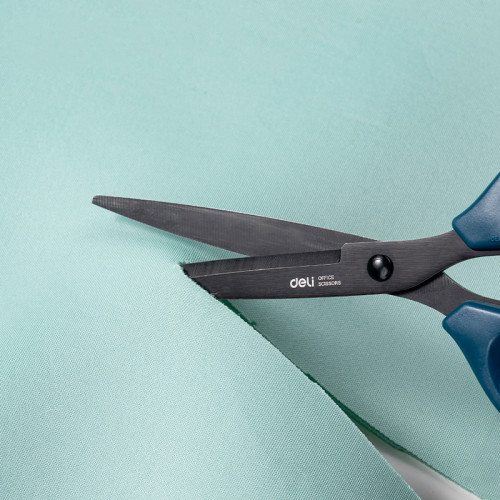 Ножницы DELI, 180 мм, с черным лезвием, пластиковые ручки, цвет ассорти