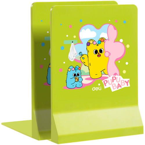 Ограничитель для книг DELI "PupuBaby", 2 шт, складная, зеленая