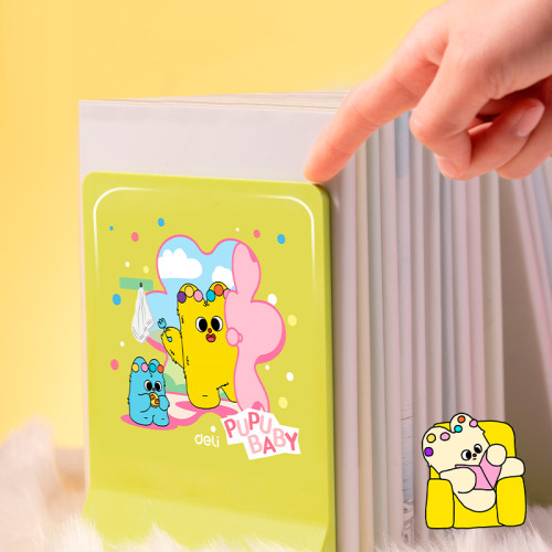 Ограничитель для книг DELI "PupuBaby", 2 шт, складная, зеленая