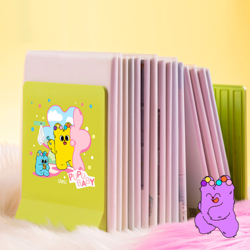 Ограничитель для книг DELI "PupuBaby", 2 шт, складная, зеленая