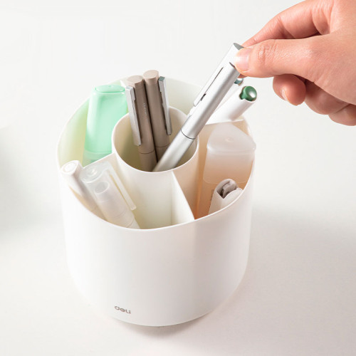 Органайзер DELI 118х118х120 мм, на 5 отделений, вращающийся, белый