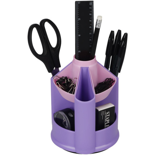 Органайзер СТАММ "Mini Desk" вращающийся, фиолетовый/розовый