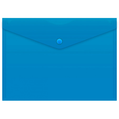 Папка-конверт на кнопке Бюрократ, А5, 180 мкм, синяя