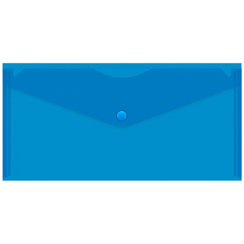 Папка-конверт на кнопке Бюрократ TRAVEL, С6, 180 мкм, прозрачная, синяя