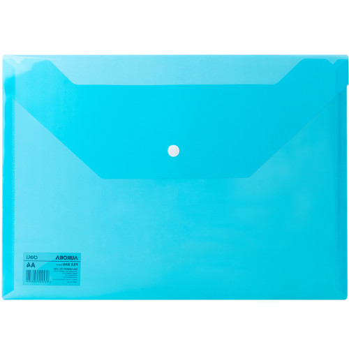 Папка-конверт на кнопке DELI "Aurora", А4, 0,12 мм, голубая